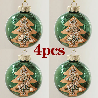 Kit of 4 luxury green Christmas balls with sequins | Christimas Flare