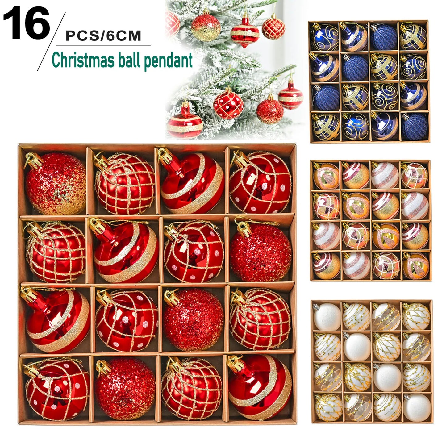 Box containing 16 shiny, glittery Christmas balls | Christimas Flare