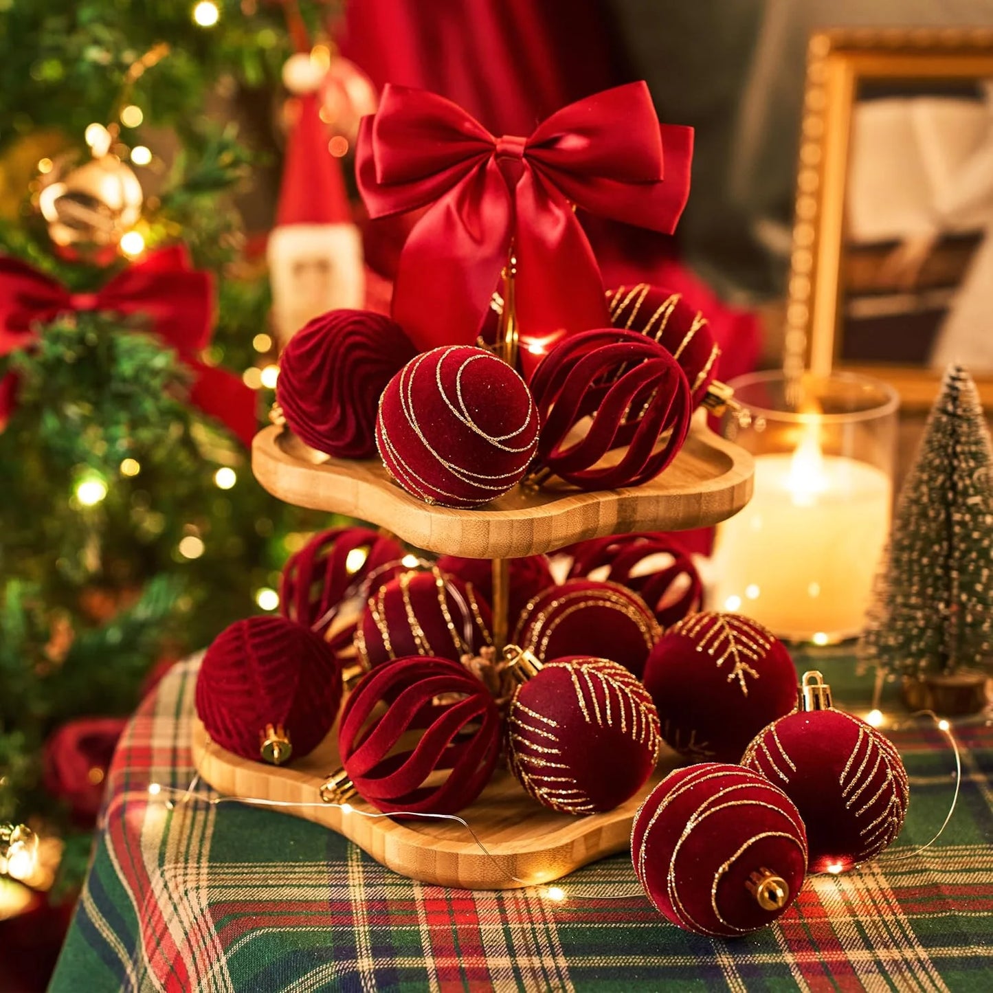 Kit of red velvet Christmas balls | Christimas Flare