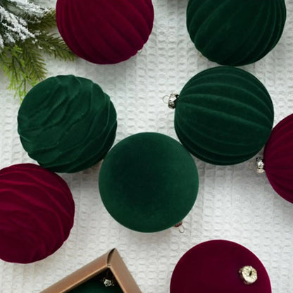 Velvet Christmas balls-  12 units | Christimas Flare