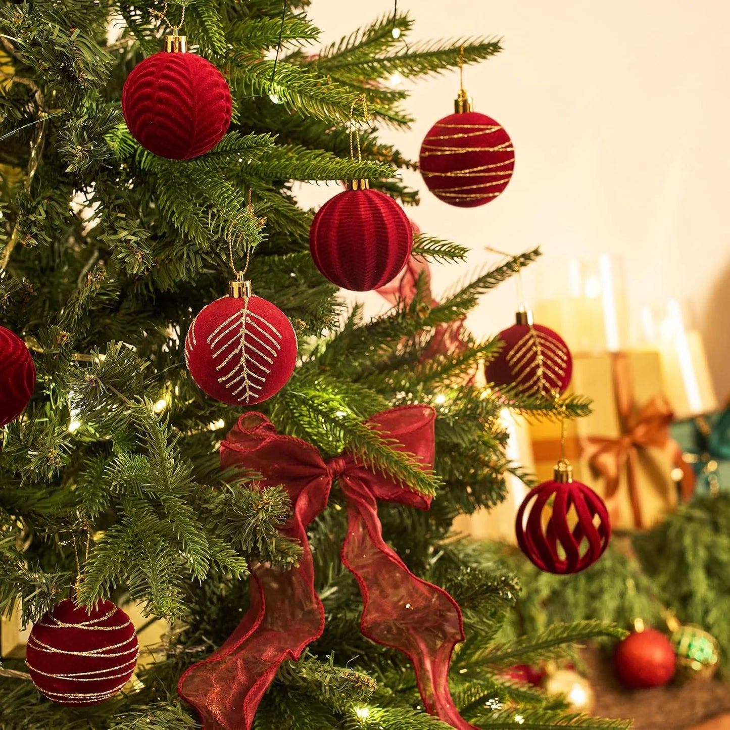 Kit of red velvet Christmas balls | Christimas Flare