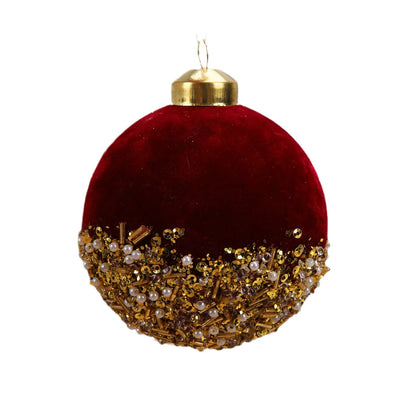 Red Christmas ornaments with glitter in velvet | Christimas Flare