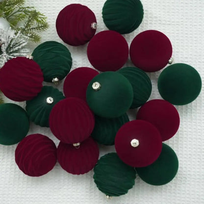 Velvet Christmas balls-  12 units | Christimas Flare