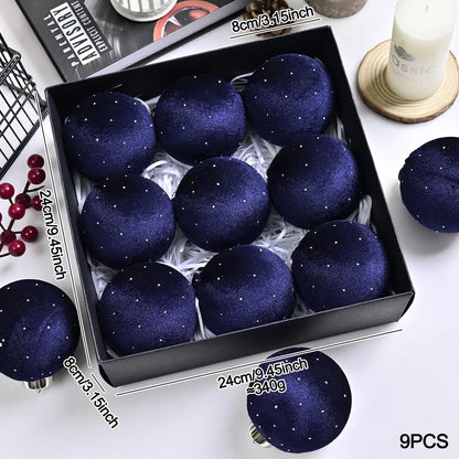 Kit of 9 luxurious velvet Christmas ornaments| Christimas Flare