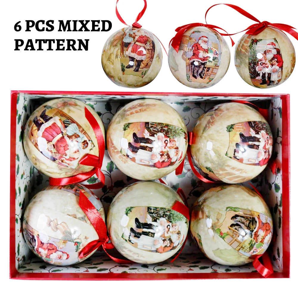 6PCS Xmas Tree Hanging Ball Ornament Decorations Gift New Year Navidad Eazy Hang Ball Bauble DIY Xmas Party Christmas
