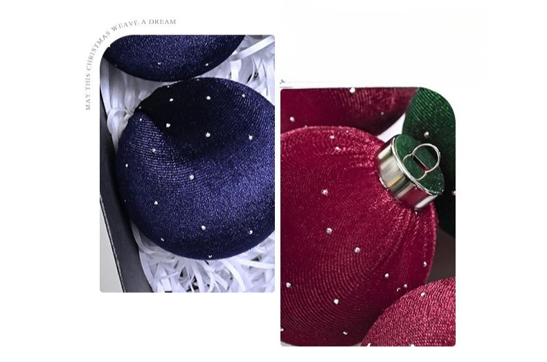 Kit of 9 luxurious velvet Christmas ornaments| Christimas Flare