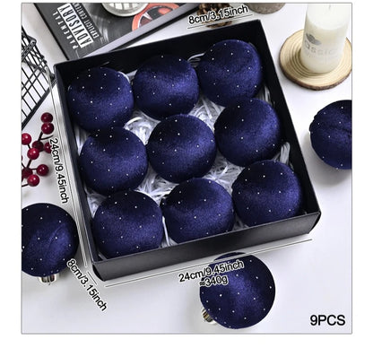 Kit of 9 luxurious velvet Christmas ornaments| Christimas Flare