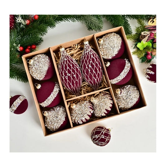 Set of velvet Christmas ornaments - luxury decorations | Christimas Flare