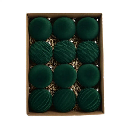 Velvet Christmas balls-  12 units | Christimas Flare